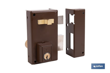 Cofan – Cerradura de Sobreponer de Derecha | Modelo 56A | Cilindro Ø25 mm | Incluye 3 Llaves | 60 y 70 mm